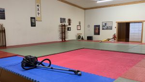 Matten saugen und wischen im Dojo des Aikido Dojo Ulm/Neu-Ulm